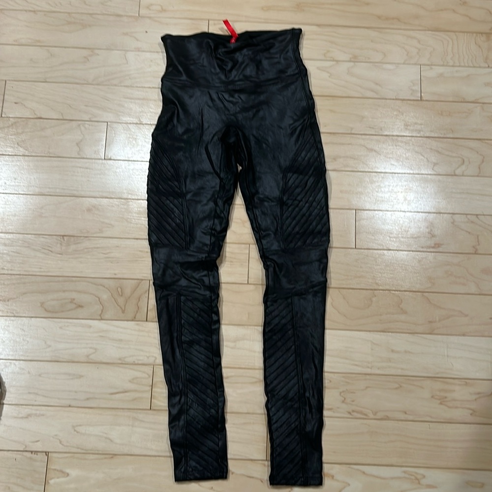 Spanx moto faux leather leggings